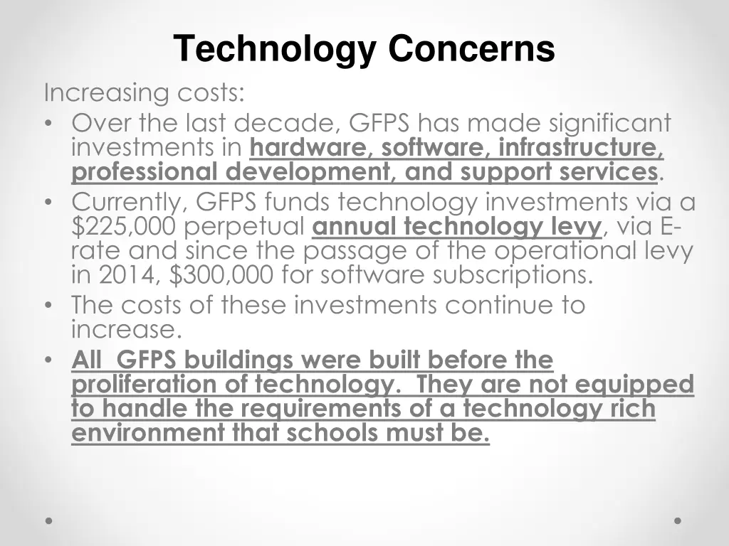 technology concerns increasing costs over