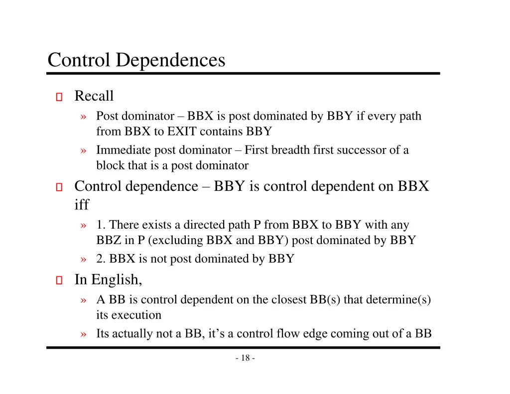 control dependences