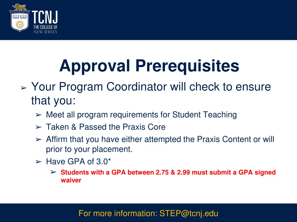 approval prerequisites
