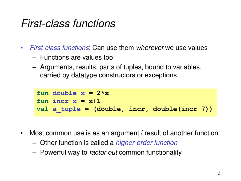 first class functions