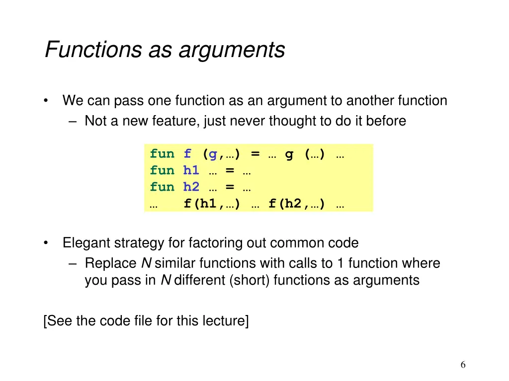 functions as arguments