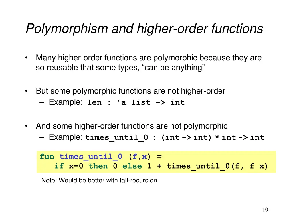 polymorphism and higher order functions