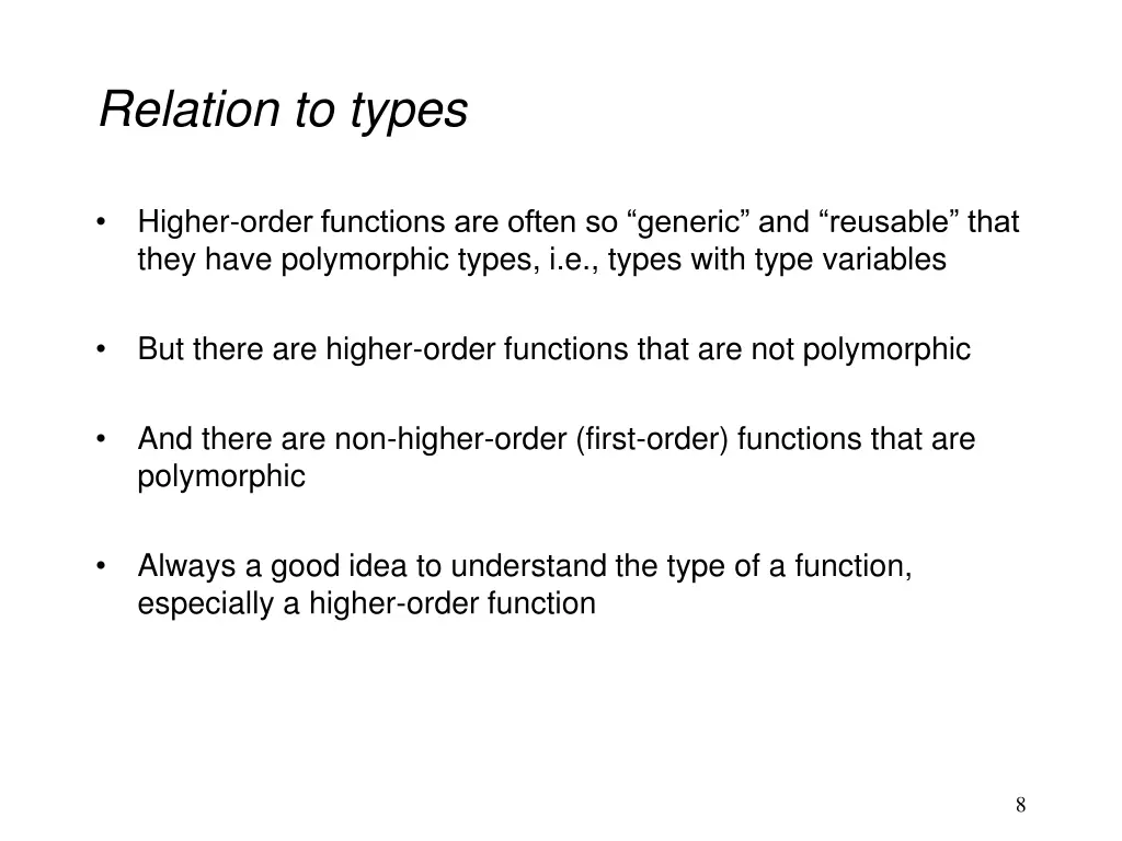 relation to types
