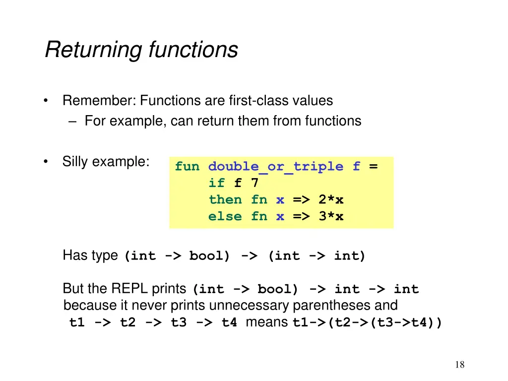 returning functions
