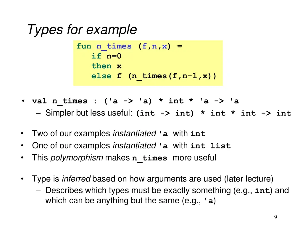 types for example