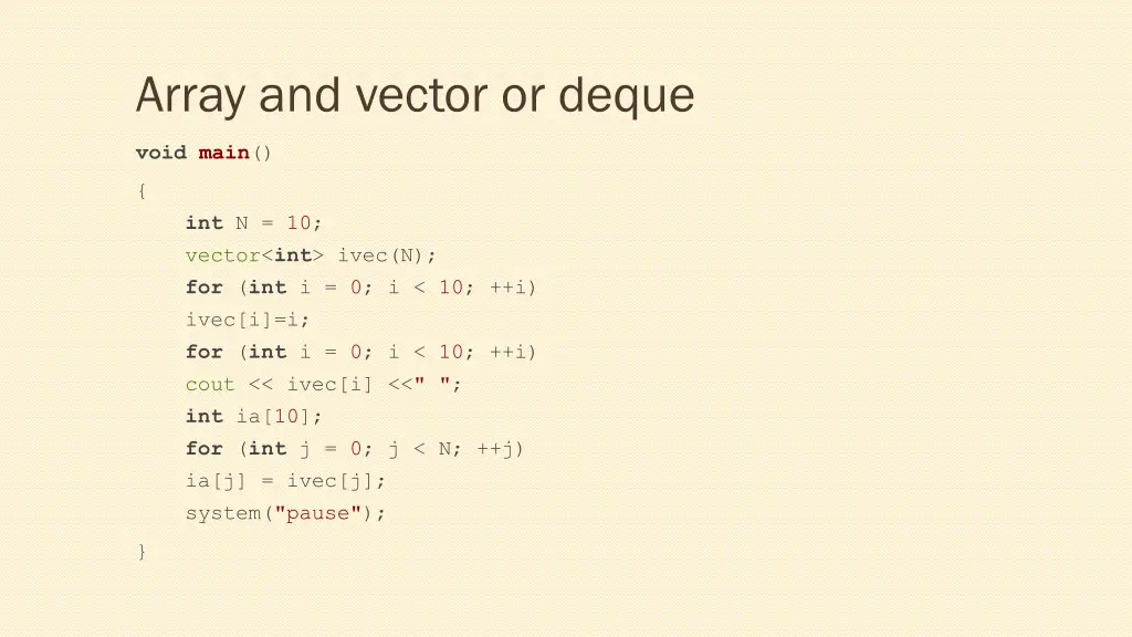 array and vector or deque