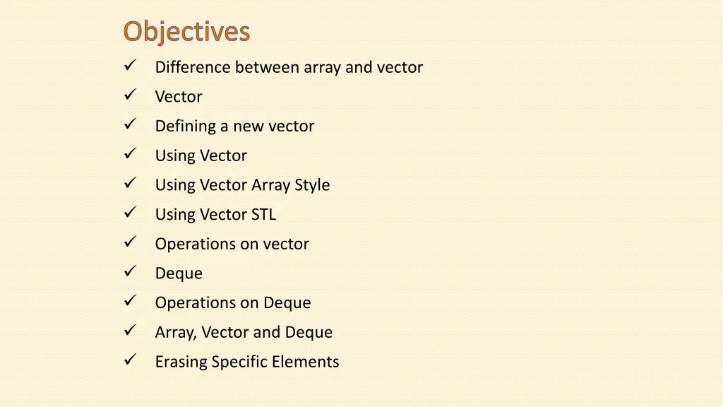 objectives difference between array and vector