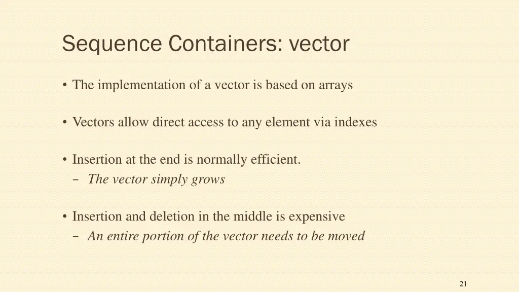 sequence containers vector