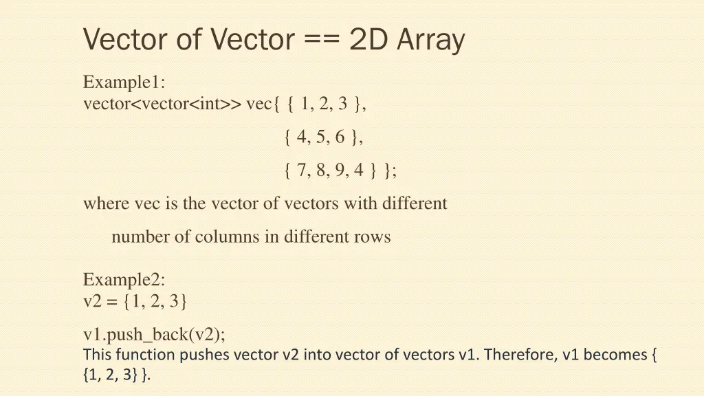 vector of vector 2d array