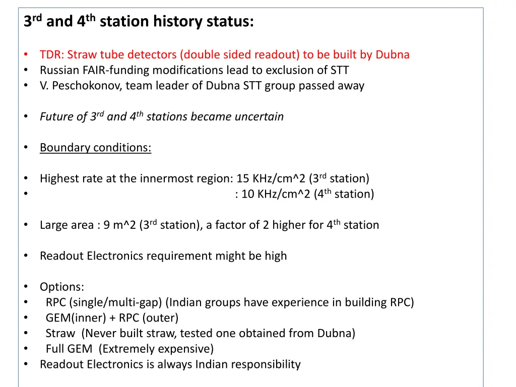 3 rd and 4 th station history status