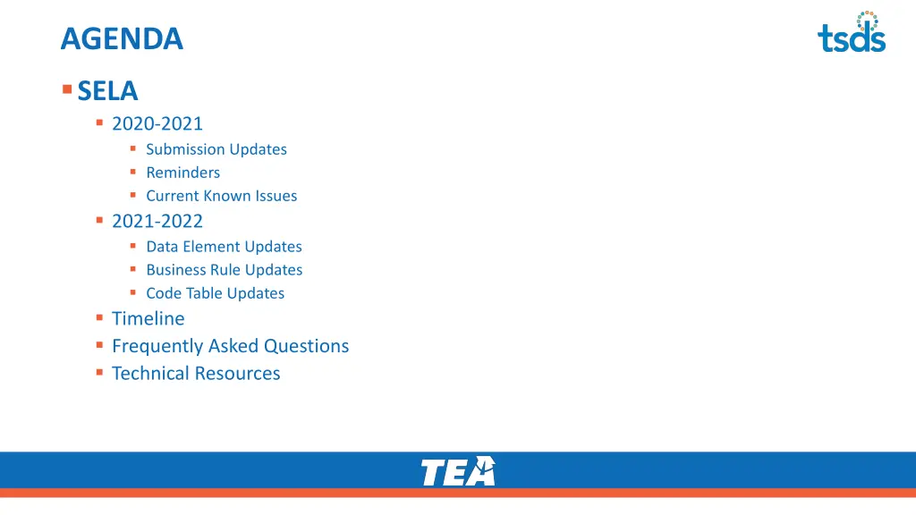 agenda sela 2020 2021 submission updates