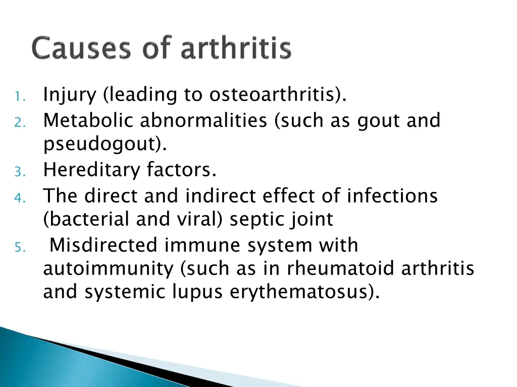 1 injury leading to osteoarthritis 2 metabolic