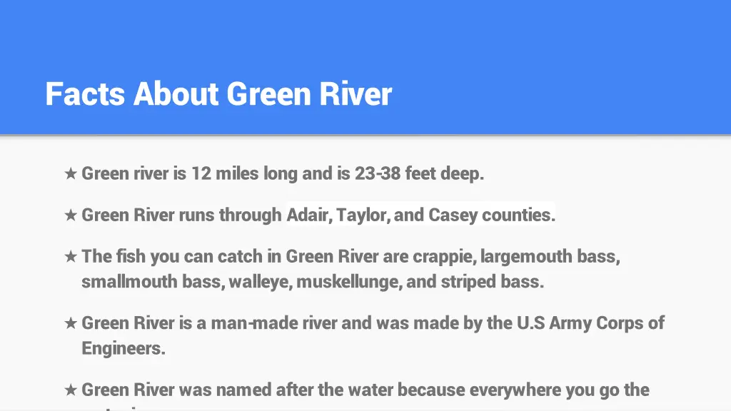 facts about green river
