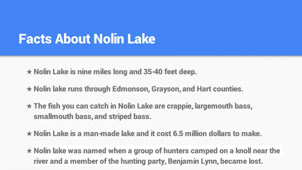 facts about nolin lake