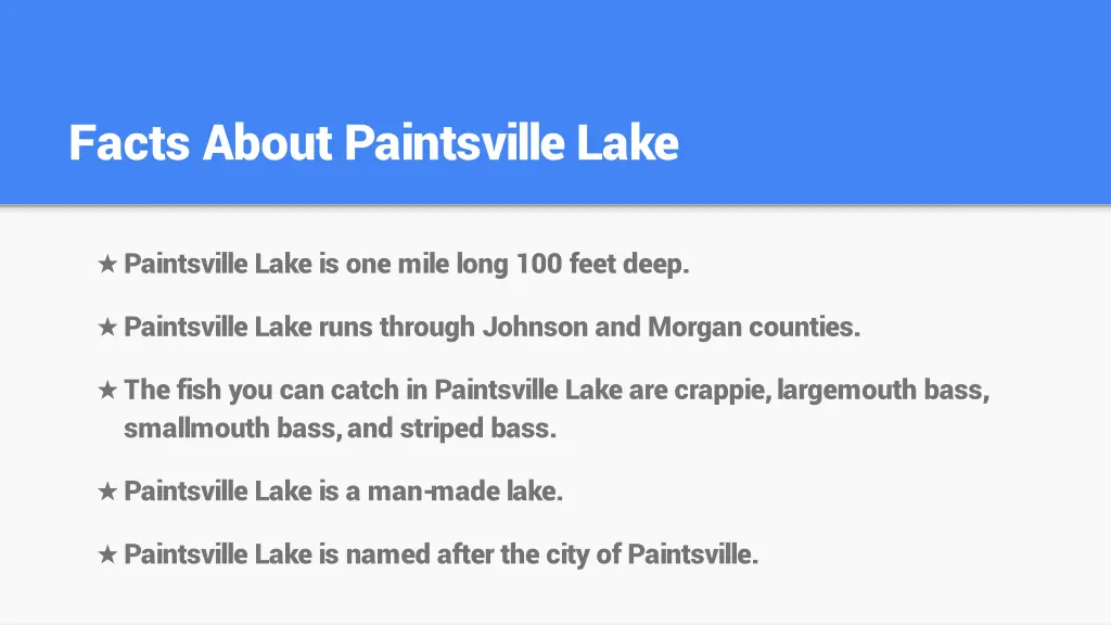facts about paintsville lake