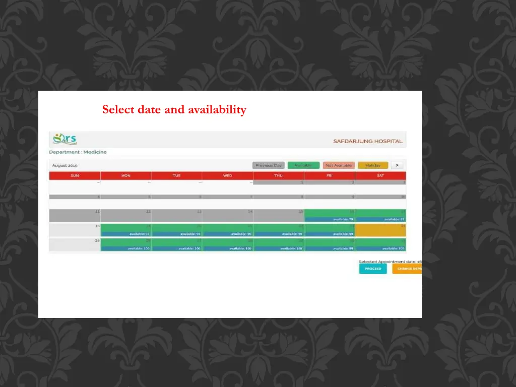 select date and availability