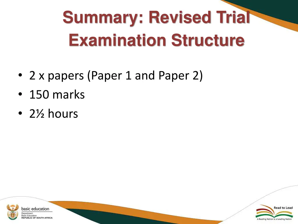summary revised trial examination structure