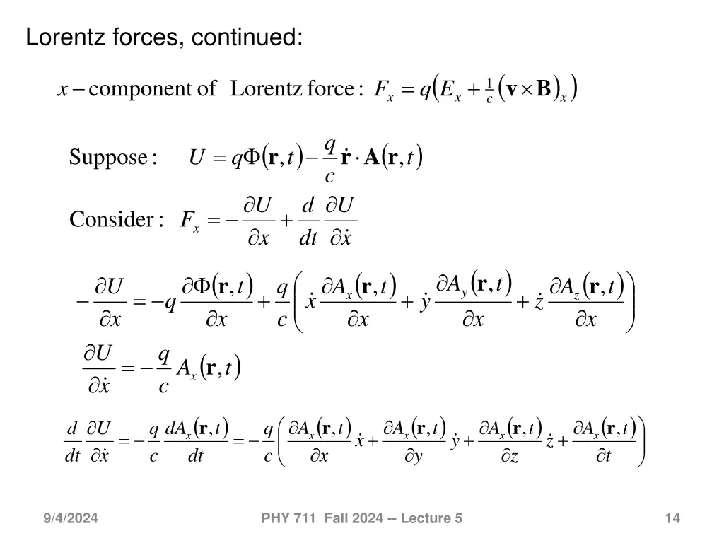 lorentz forces continued