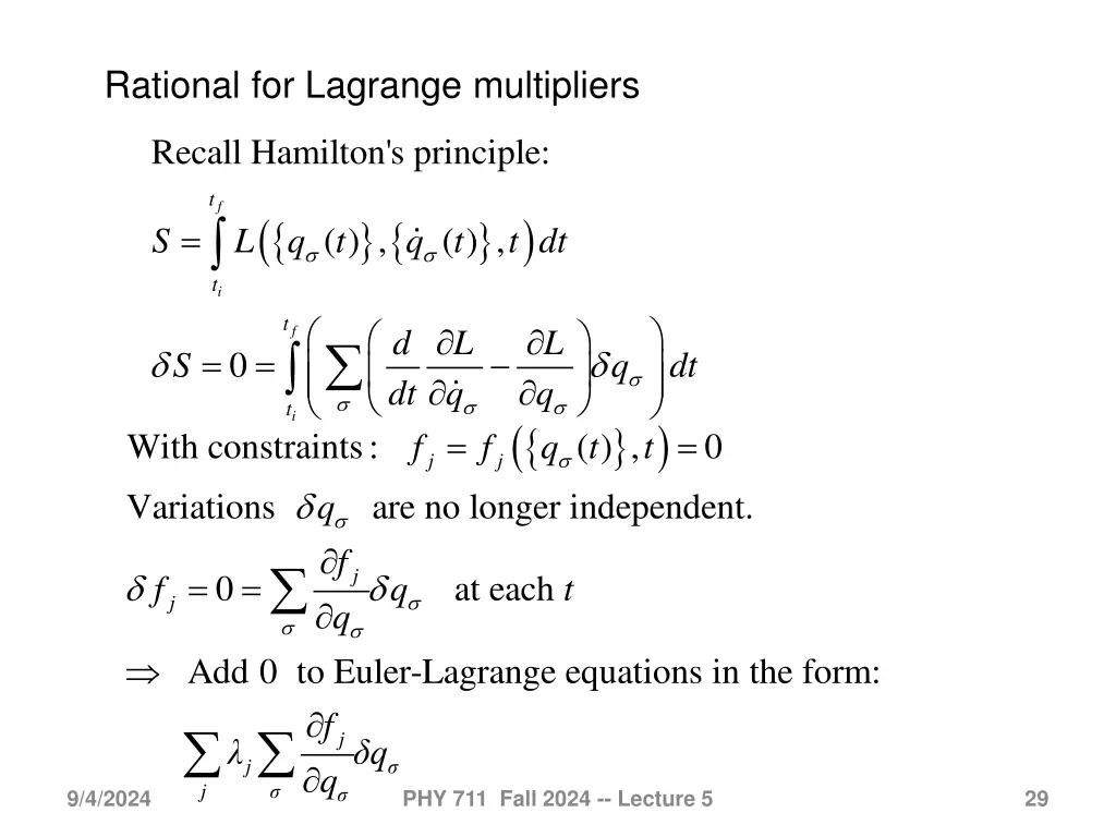 rational for lagrange multipliers