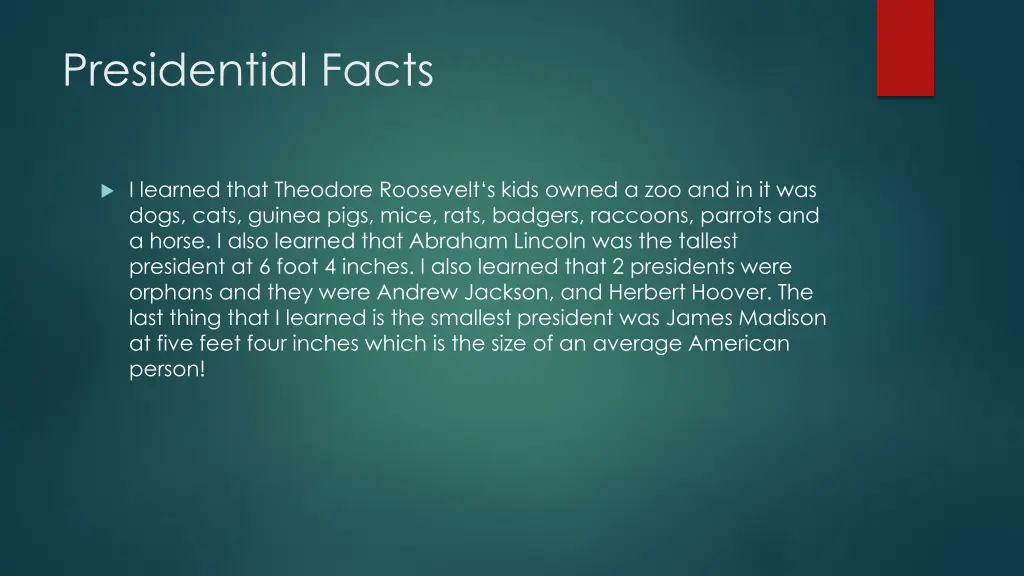 presidential facts