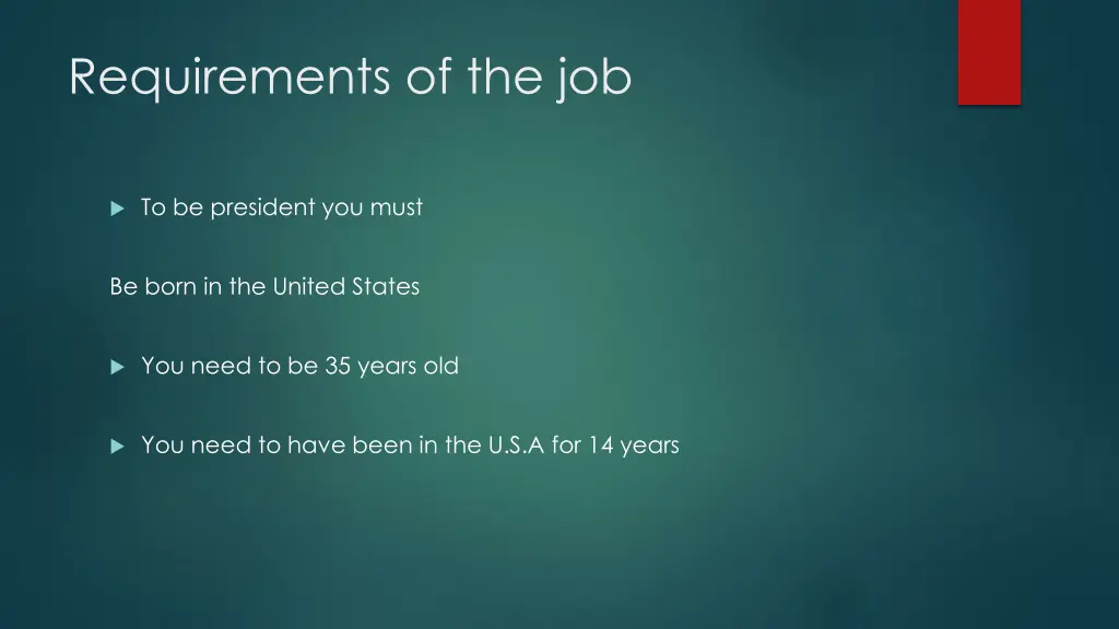 requirements of the job
