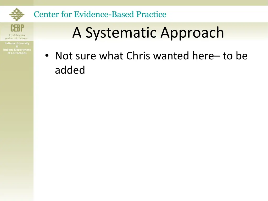 a systematic approach