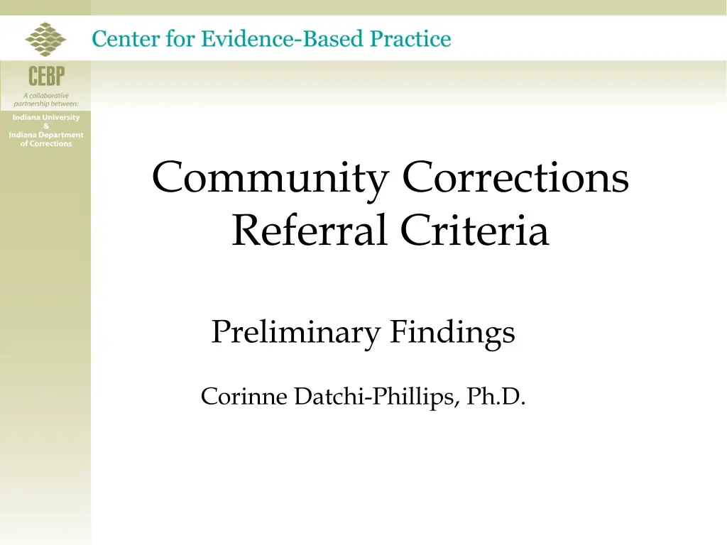community corrections referral criteria
