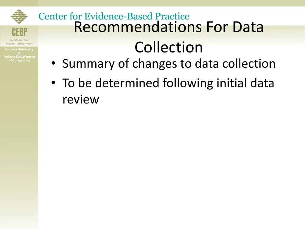 recommendations for data collection summary