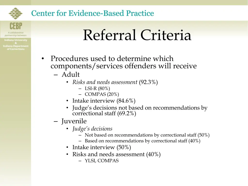 referral criteria