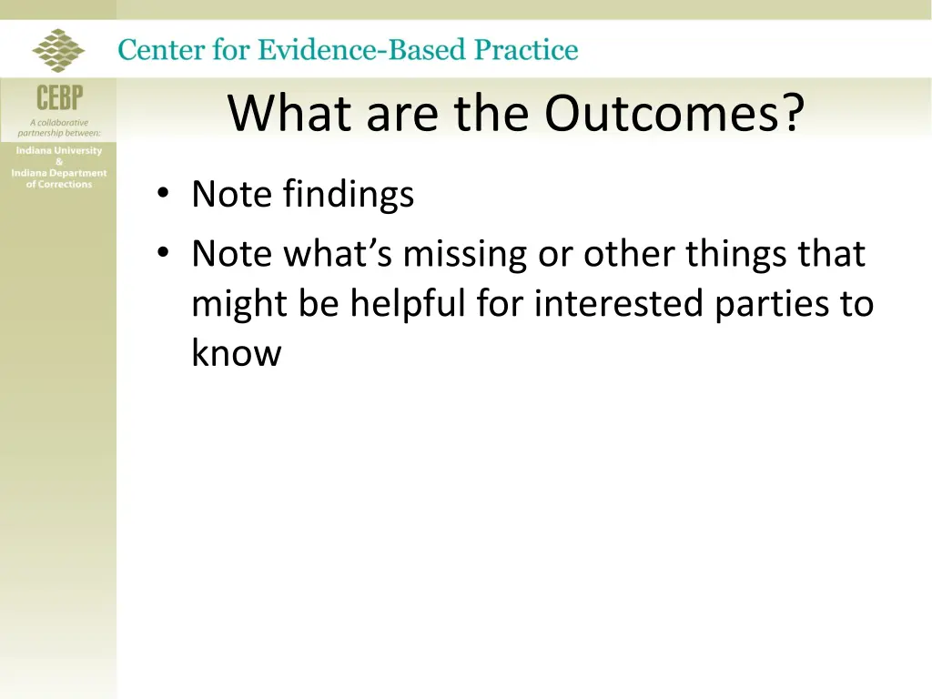 what are the outcomes