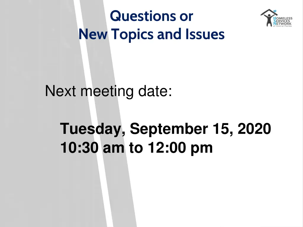 questions or new topics and issues