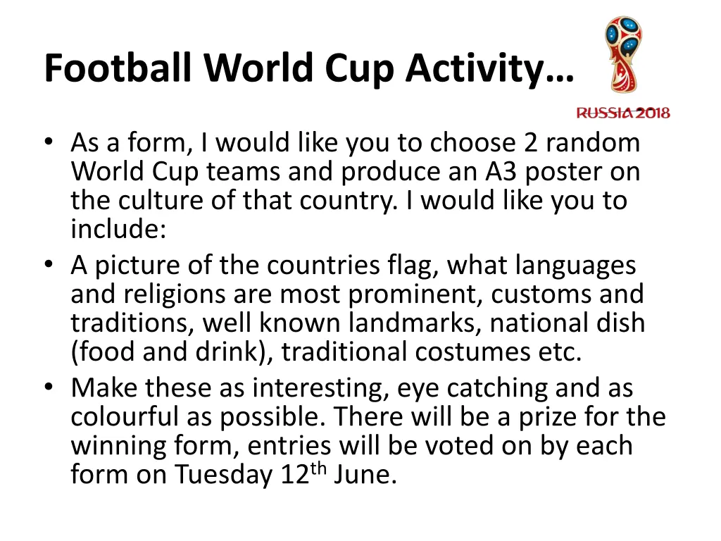football world cup activity