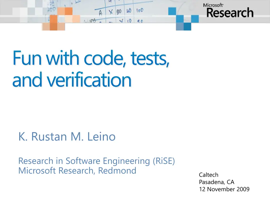 fun with code tests and verification