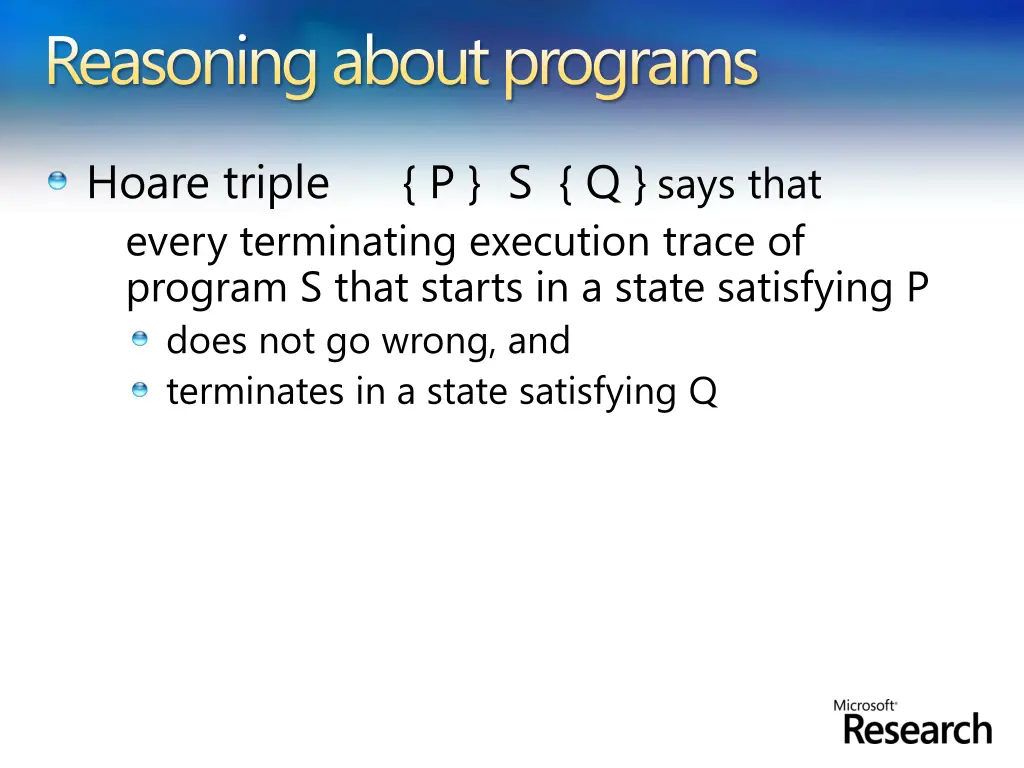 reasoning about programs