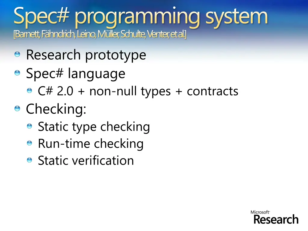spec programming system barnett f hndrich leino
