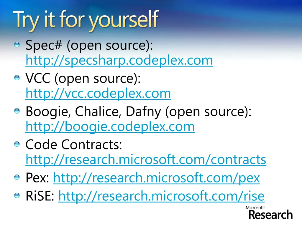 try it for yourself spec open source http