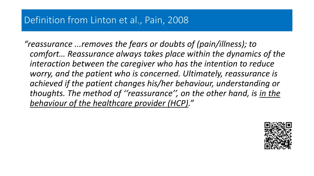 definition from linton et al pain 2008