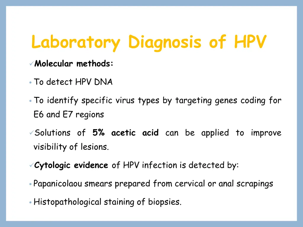 laboratory diagnosis of hpv