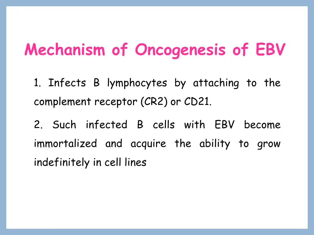 mechanism of oncogenesis of ebv