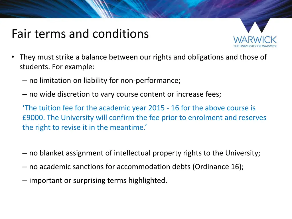 fair terms and conditions