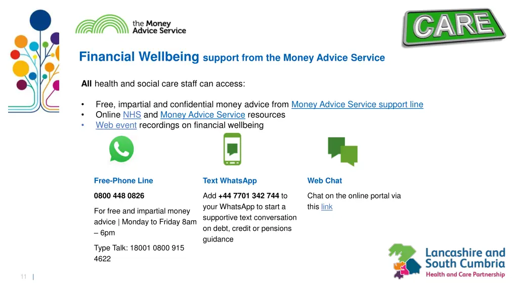 financial wellbeing support from the money advice