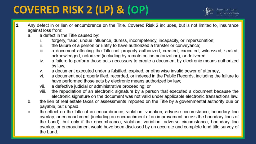 covered risk 2 lp op