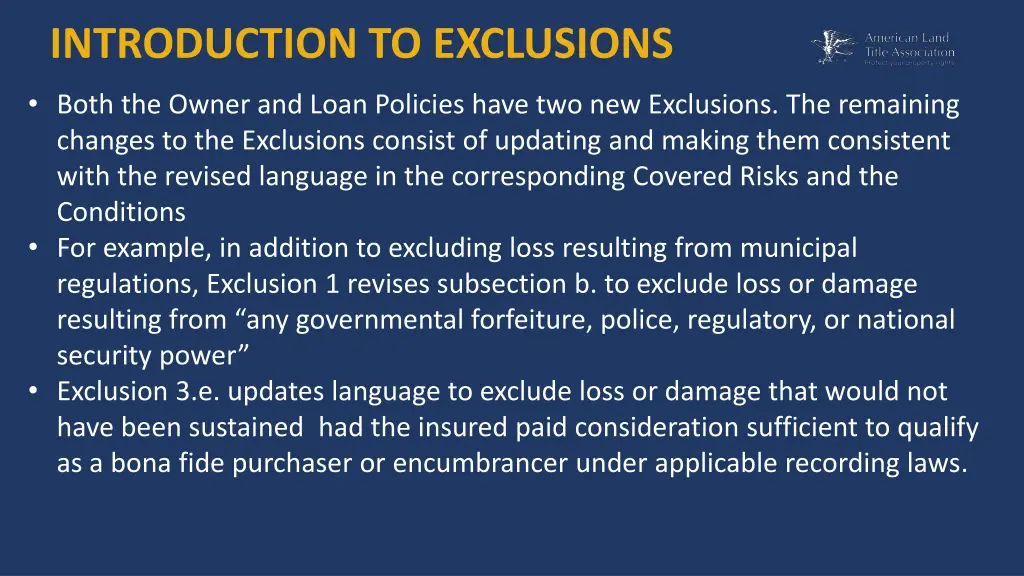introduction to exclusions