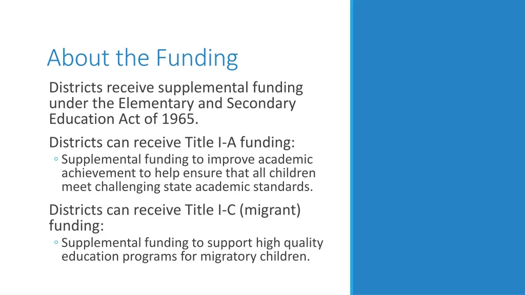 about the funding districts receive supplemental