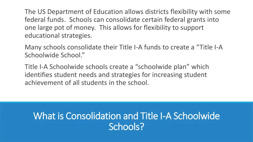 the us department of education allows districts