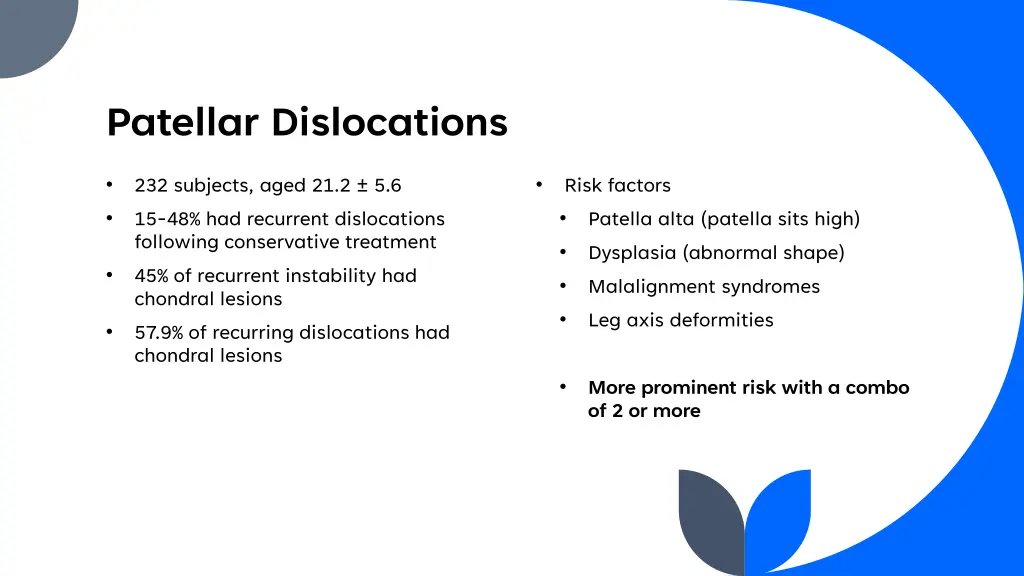 patellar dislocations