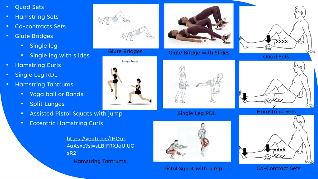 quad sets hamstring sets co contracts sets glute