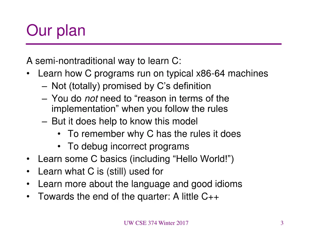 our plan