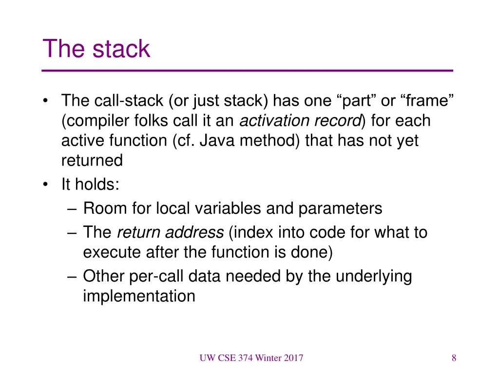 the stack
