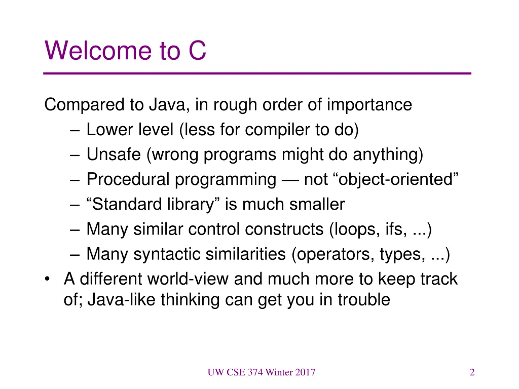 welcome to c